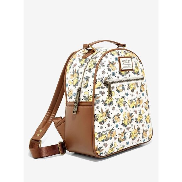Loungefly Pokemon Pikachu and Eevee Love Floral Mini Backpack New With Tags - Picture 2 of 4